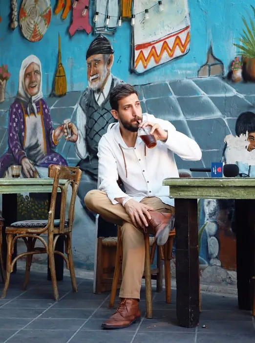Ahmed in a heritage café shoot