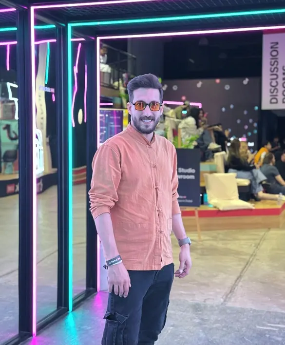 Ahmed at a creative industry event